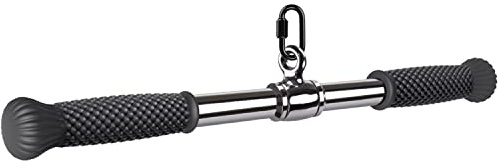 SELEWARE Rotating Straight Bar Gym Cable Machines Attachments, Bicep Tricep Press Lat Pull Down Bar with Non-Slip Rubber Handle, Lat Pulldown Attachments for Home Gym Fitness Workout, 56cm