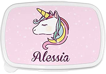 Fupies Porta pranzo e merenda personalizzato con nome unicorno magico, Rosa