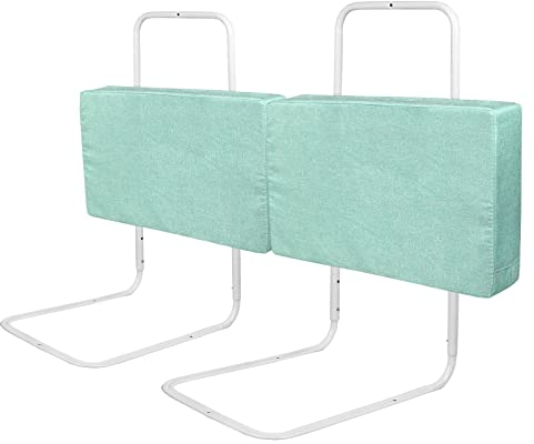 YRHome 2er Bettgitter Bettschutzgitter für Kinder,50cm 5-Loch Höhenverstellbar,Rausfallschutz,Absturzsicheres,Weiche Bettgitter mit Abnehmbarem und Waschbarem Reißverschluss,Grüner See