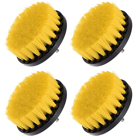 uxcell Drill Brush 4 All-Purpose Cleaning Scrubber Kit for Grout, Floor, Tub, Tile, Yellow 4Pcs