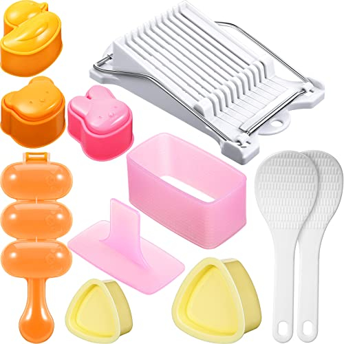 10 Pieces Spam Musubi Maker Kit Spam Musubi Mold Stainless Steel Wire Spam Egg Slicer Cutter with Onigiri Mold Rice Ball Mold Meat Slicer for Kitchen