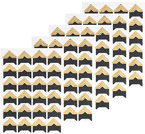 LICQIC Photo Corners Self Adhesive, 240 pcs Scrapbook Photo Corner Stickers for Photo Albums Scrapbook DIY Craft, 10 Sheets Gold (Shape 1)