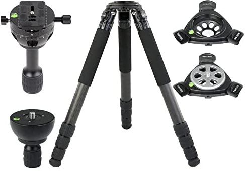 TINKTEEK Rotor Carbon Stativ mit 75mm Bowl Adapter Zwei Griffe 145CM Systematisch Videostativ Max Belastung 20KG Schüssel Stativ 4 Segmenten Keine Mittelsäule