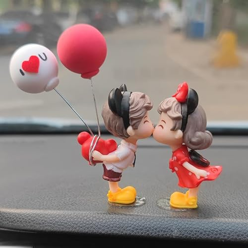 Auto-Dekoration, Süße Cartoon-Paare Action-Figur Ballon-Ornament Paar Puppen Auto Armaturenbrett Ornamente Niedliche Kuss-Paar-Puppen-Ornamente Auto-Innendekoration für Frauen, Mädchen, Geschenke