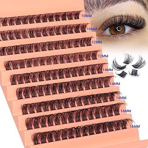 Individual Lashes Cluster DD Curl False Eyelashes 126pcs Natural Cluster Russian Lashes with Thin Band Light Fluffy DIY Lash Extension Natural Eyelashes by TOOCHUNAG