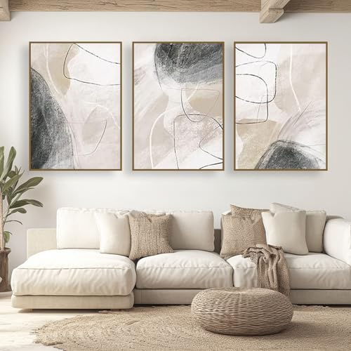 UGZDEA Abstrakt Leinwand Poster 3er Set, Moderne Geometrie Formen Leinwand Bilder Wohnzimmer Schlafzimmer Deko Bild-Ohne Rahmen(B,3x30x40cm)