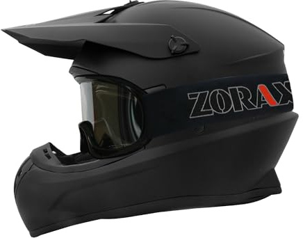 Zorax ZOR-X305 Motocross Helmet & Goggles - Matt Black M(57-58cm) | Motorcycle MX Quad ATV Sports Enduro Crash Dirt Bike Helmet ECE 22.06 Certified