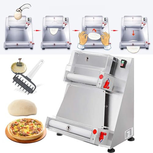 15Inch Pizza Dough Maker, Heavy-Duty Semi-Automatic Pizza Dough Press Machine, Stainless Steel Kitchen Tool Pizza Press Machine for Western Food Shops, Pastry Shops, Restaurants