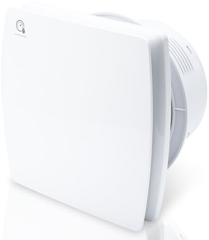 Randaco Ventilador de baño, diámetro de 150 mm, con sensor de humedad y válvula antirretorno, temporizador, ventilador de baño, ventilador extractor de techo y montaje en pared, para cocina, loft y