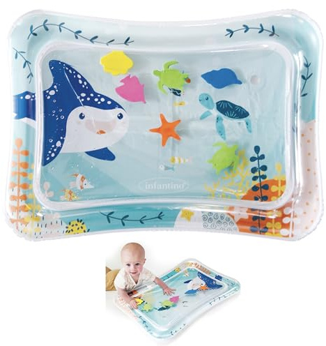 Infantino Jumbo Pat & Play vattenmatta, havstema rörfri vattenlek för spädbarn, stöder magtid och motorik, flerfärgad, 3M+