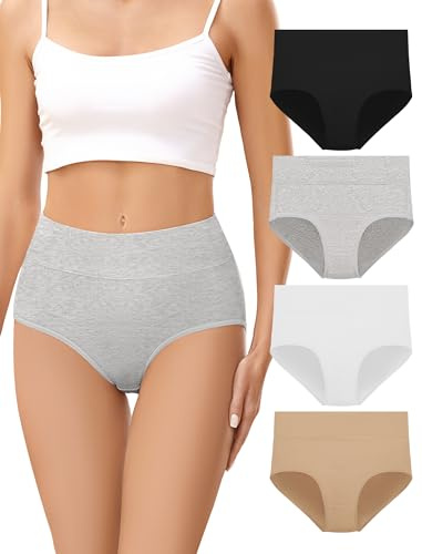 VOENXE Bragas Mujer Algodon,Braguitas Postparto Altas Cintura,Ropa Interior