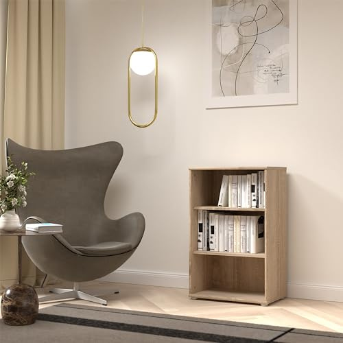 Forte TEMPRA2 Bücherregal 50 60, kleines Standregal, offenes Regal, modernes Wohnzimmerregal, Büroregal, Holzwerkstoff, Sonoma Eiche Holzdekor, 54 cm breit x 85,5 cm hoch x 34,8 cm tief