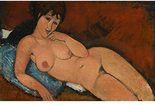 Ölgemälde handgefertigt €50-2000 von Lehrern der Kunstakademien, 8 berühmte Gemälde, Akt auf einem blauen Kissen Amedeo Modigliani Italienisch, Leinwandgemälde Kunst –5