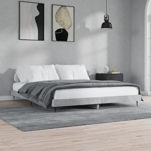 CKioict Palettenbett Modernes Bettgestell Jugendbett Bettgestell Betongrau 140x200 cm HolzwerkstoffGeeignet für Gästezimmer, B&Bs, Schlafzimmer