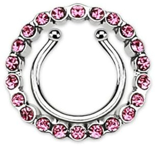 Taffstyle Clicker Piercing Ring Brustwarzen Intimpiercing Nippelpiercing Fake Brustpiercing Klemm Schild Kristalle