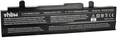 vhbw 1x batteria compatibile con Asus Eee PC 1015PW, 1015PN, 1015PEM, 1015PEG, 1015PED N455, 1015PED notebook (4400mAh, 11,1V, Li-Ion) - nero