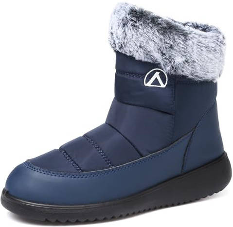 Rokiemen Stivali Donna Uomo Invernali Stivaletti Impermeabili Stivali da Neve Foderata Pelliccia Caldo Antiscivolo All'aperto Casual Camminate Stivaletti Blu EU 41