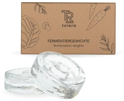 tolera® Fermentiergewichte 2 Stück | Praktisches Fermentierset zur einfachen Anwendung | Glasgewichte zum Fermentieren von Sauerkraut, Karotten, Kimchi, Eingelegtes | Fermentationsgewicht Ø 7 cm