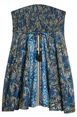 Superdry dam St Tropez bandeau-klänning, Blad marinblå paisley-mönster, 42
