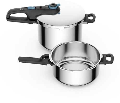 Tefal Secure Trendy Cocotte-minute 2 cuves 4et 6L, Cuisson rapide, 2 programmes, Sûr, Compatible induction P2584301