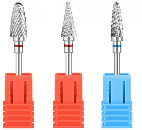 YPYMOD 3 Pezzi Punte Fresa Unghie, 3/32 Pollici Punta Fresa Unghie Carburo di Tungsteno, per Rimuovere Gel, Acrilico, Cuticola, Strumenti per Manicure e Pedicure