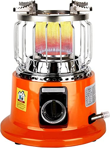 Radiateurs De Terrasse Chauffage Au GPL Intérieur Et Extérieur, Chauffage Au Gaz Naturel 2 en 1, avec Protection De Sécurité, Réglable, 3000 W, for Jardin, Camping, Fêtes Barbecue(Natural Gas Style)