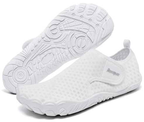 Racqua Wasserschuhe Damen Badeschuhe Herren Aquaschuhe Damen Strandschuhe Herren Barfuss Schnelltrocken Wasserschuhe Weiß 39