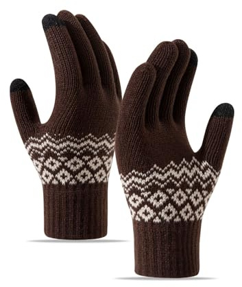 BSLVWG Guantes de Pantalla táctil de Invierno para Mujeres Guantes de Punto para Correr, Ciclismo, Senderismo, esquí (Marrón)
