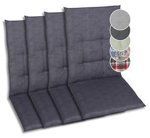 GO-DE Textil Bequeme und attraktive Polsterauflagen für Mittellehner-Gartenstühle (4er-Set, Uni anthrazit, Mittellehner)