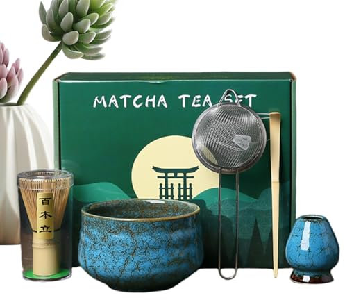 zjhukfmc Juego de 5 batidores hechos a mano, kit de fabricación de té tradicional japonés, cuchara de té, cuchara, tamiz de té, soporte para batidor, para preparación tradicional de té