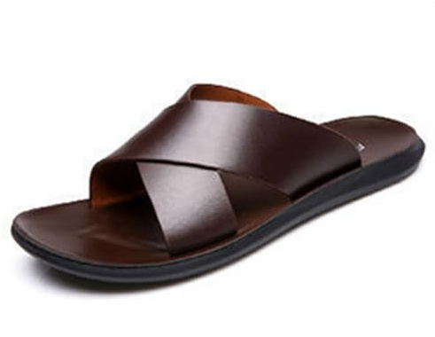 MGGMOKAY Hommes Cross pantoufles sandales Pantoufles en cuir légères et confortables pour l'été,Marron,41