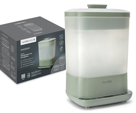 Nuvita 1088 SteriDry 2-in-1 Sterilisator und Trockner für Babyflaschen - 99,99% Dampfsterilisation, HEPA-Filter für gereinigtes Trocknen, 72 Stunden sterile Aufbewahrung, große Kapazität
