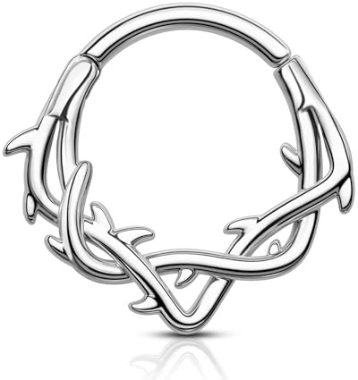 OUFER 16G Gold Vine Septum Piercing Chirurgenstahl 316L Daith Piercing Schmuck Ohrpiercing Helix Septum Clicker für Frauen Knorpel Ohrpiercing 8/10 mm