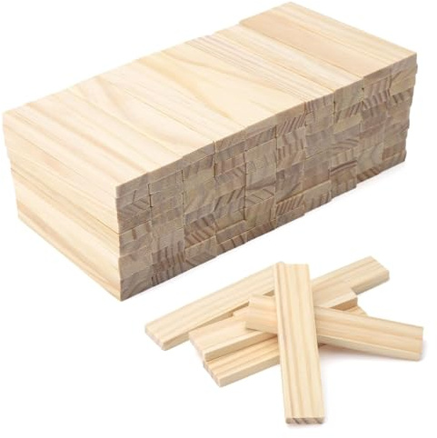 KQDRAVINE 100 Stück bastelholz klötzchen, 100 x 20 x 7mm Holzbausteine Bastelklötzchen holzklötze Holzleiste Holzstäbchen basteln Holz für DIY Projekte und Deko