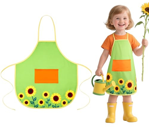 Alaoo Grembiuli Bambini, Grembiule per Pittura Grembiuli, Grembiule da Giardino, Adatto per Giardinaggio, Artigianato e Pittura, Unisex (Bambino-B)