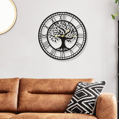 Aisny Orologio Da Soggiorno, 40cm Orologio Da Parete Moderno Senza Ticchettio Orologi Da Parete Cavi Orologio Da Parete Decorativo Creativo Per Soggiorno Ufficio Cucina Forma Dell'Albero Della Vita
