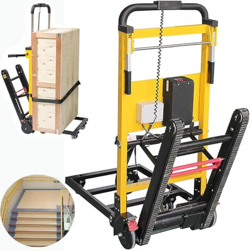 Folding Hand Truck, Electric Climbing Cart, Anti Skid Track Design, Battery Powered, Heavy Duty Stair Climber, Material Transport Machine, for Goods Distribution/Furniture Warehouse/Up&Down Stairs
