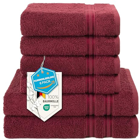 Hammetex Handtuch Set 6 teilig, 2 Badetücher 70x140 + 4 Handtücher 50x100 | 100% Baumwolle Frottee, OEKO-TEX zertifiziert, weich & saugstark, mit Aufhänger, Duschtuch & Handtuch für Badezimmer