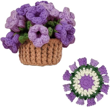 Richaa Sottobicchiere Ricamato Viola Fiore Di Giglio Del Colle Con Mini Cestino, Sottobicchieri Floreali Boho Fatti A Mano, Regalo Romantico Per Festa Della Mamma, Compleanno, Decorazione Per La Casa