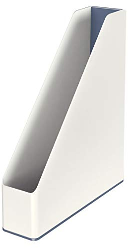 Leitz Stehsammler A4, 4er Pack, Zweifarbiges Design, Weiß/Grau, Duo Colour, WOW, 53621001