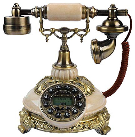 Retro Antik Festnetz schnurgebundenes Telefon,altmodische Tisch FSK/DTMF Wählscheibe mit Anrufer ID,Echtzeitanzeige/Wahlwiederholung mit Einer Taste,/Dekoration/Sammlung für