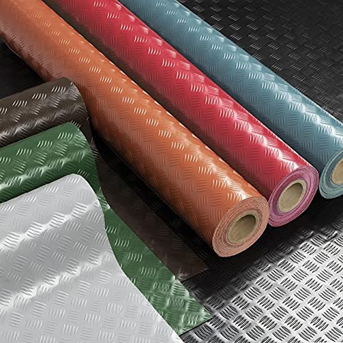 Floordirekt PVC Bodenbelag Diamond Cut - Gummimatte Meterware - Stärke: 2mm - Riffelblechmuster - rutschfest und unempfindlich gegen Flüssigkeiten & Schmutz - Universell einsetzbar (120x400cm, Grau)