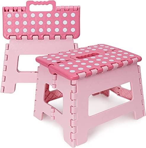 Marchepied pliable pour enfants – Robuste antidérapant pour enfants et adultes – Marchepied pliable pour la maison et l'extérieur (rose)