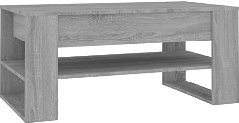 vidaXL Soffbord grå sonoma-ek 102x55x45 cm konstruerat trä, sidobord, soffa bord, sido bord, litet bord, vardagsrum bord, soffmöbler