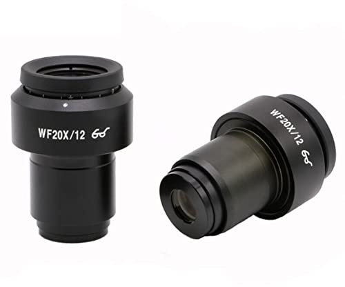 Mikroskop okular WF20X/12 mm hög ögonpunkt vidvinkel okular vy mikroskop okular för fasta och kontinuerliga zoommikroskop (färg: 1 par okular)