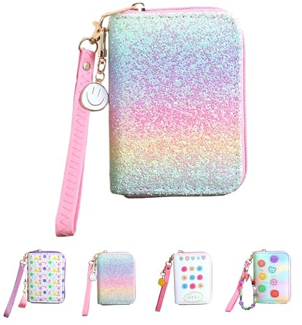 AACKS Smile Coin Purse Happy Face Kids Wallet with Charm Mini Coin Pouches and Strap - Preppy Aesthetic Y2K Wallet for Women