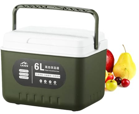 5,4 QT Kühlbox Klei-n, 6 L Outdoor Kühler Isolierbehälter, Auslaufsichere Eisbox, Tragbare, Robuste Isolierbox Für Eiswürfel, Angelzubehör Box, Für Camping, Auto Grün