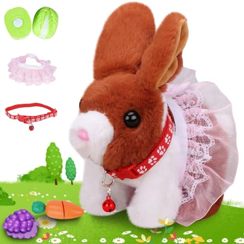 NOLAKMI Easter Bunny Stuffed Animal, Ideal Easter Gifts for Kids 3-5, Hopping Bunny Toys for Kids with Sounds, Wiggling Ears, Nose, Jumping, Great for Birthdays, Children's Day