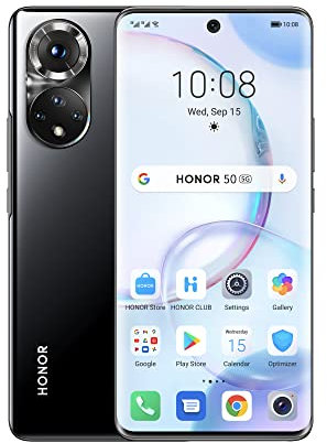 HONOR 50 Smartphone 5G quad caméra 108 MP, Mémoire 6Go + 128G, Écran OLED 6.57 120Hz, Qualcomm SnapdragonTM 778G, Batterie 4300mAh, Android 11 GMS, Double SIM, Débloqué, Noir Minuit (Reconditionné)