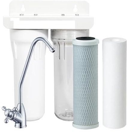 TIEOAXFT Haushalts-Untertisch-Wasserfiltersystem-Küchen-Wasseraufbereitung 0,5 Mikron und Aktivkohle